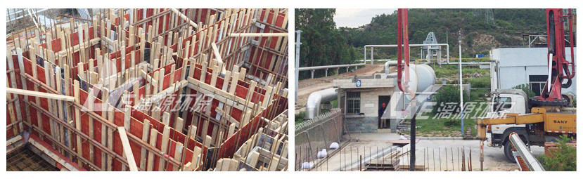 珠?；U水處理工程土建施工現(xiàn)場(chǎng)